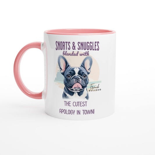 Französische Bulldogge – 325 ml Keramiktasse mit farbiger Innenseite