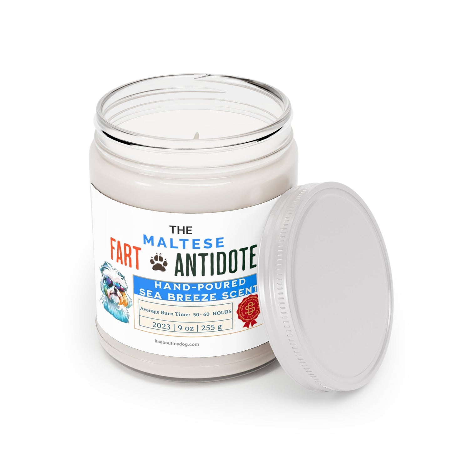 Maltese-Dog Fart Antidote-9Oz Scented Candle, Maltese Dog Gifts27.99-(FREE Delivery) Shop now at itsaboutmydog.com, Assembled in the USA, Maltese