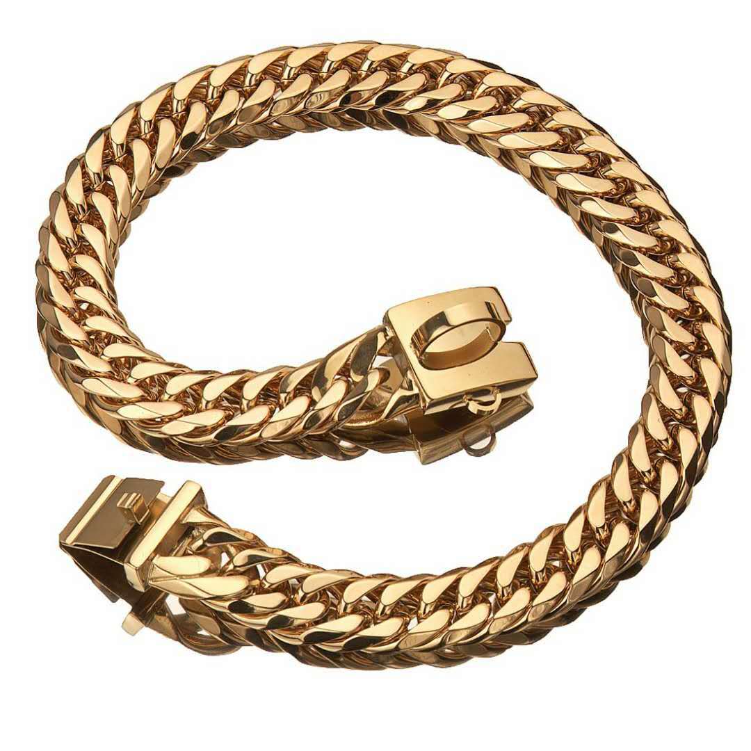 Collar de perro chapado en oro puro de 17 mm, collar de cadena de perro de oro, correa de cadena de perro, collar de metal