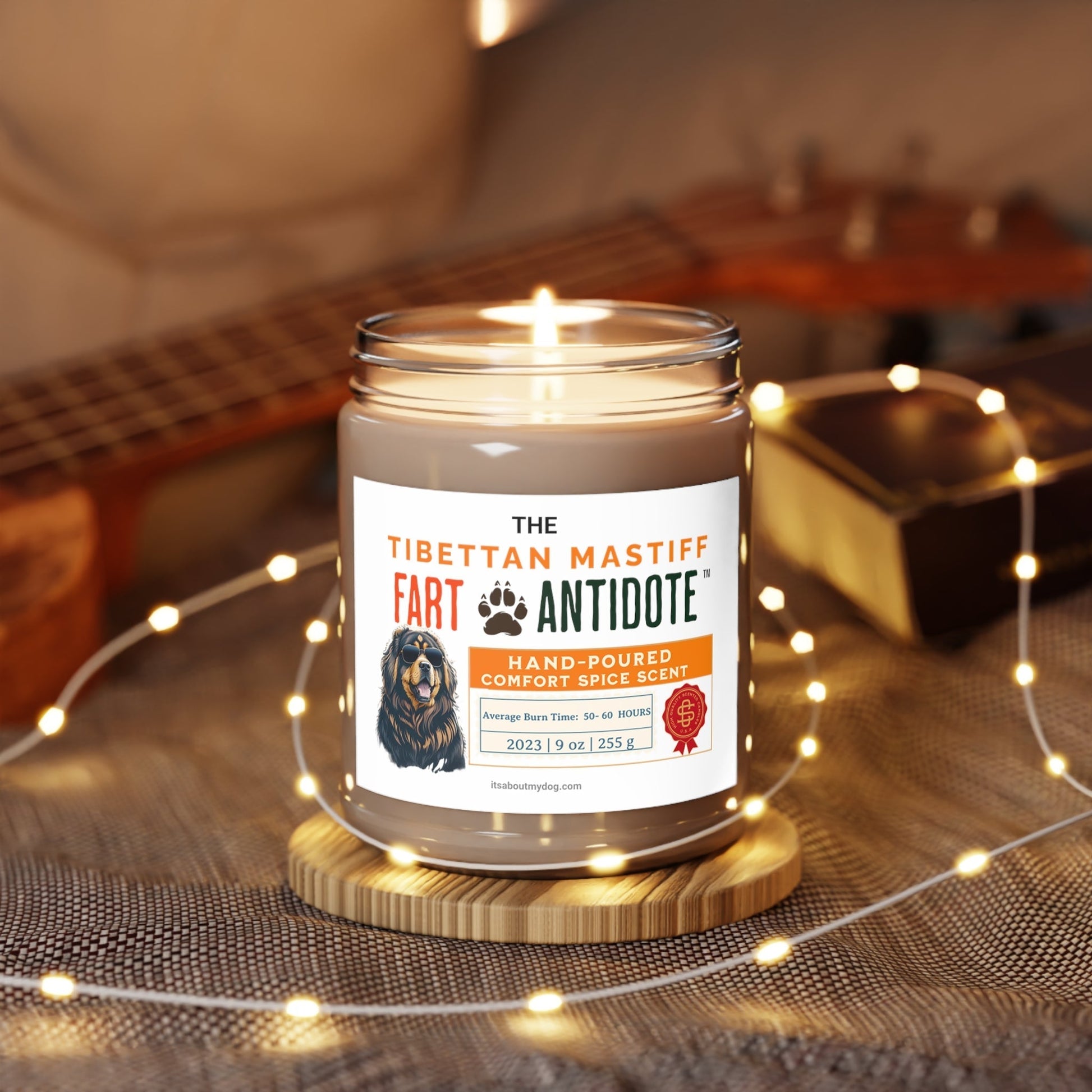 Tibetan Mastiff- Dog Fart Antidote - Scented Candles, 9oz27.99-(FREE Delivery) Shop now at itsaboutmydog.com, Tibetan Mastiff, Tibetan Mastiff Gifts