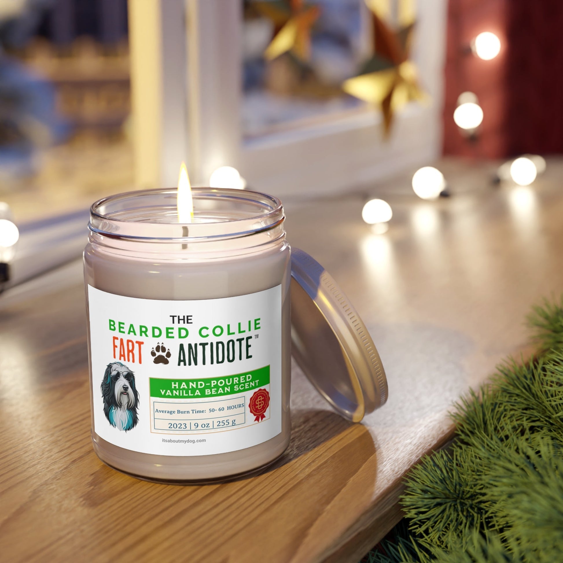 Bearded Collie Dog Fart Antidote-Scented Candles, 9oz27.99-(FREE Delivery) Shop now at itsaboutmydog.com, Bearded Collie Gifts