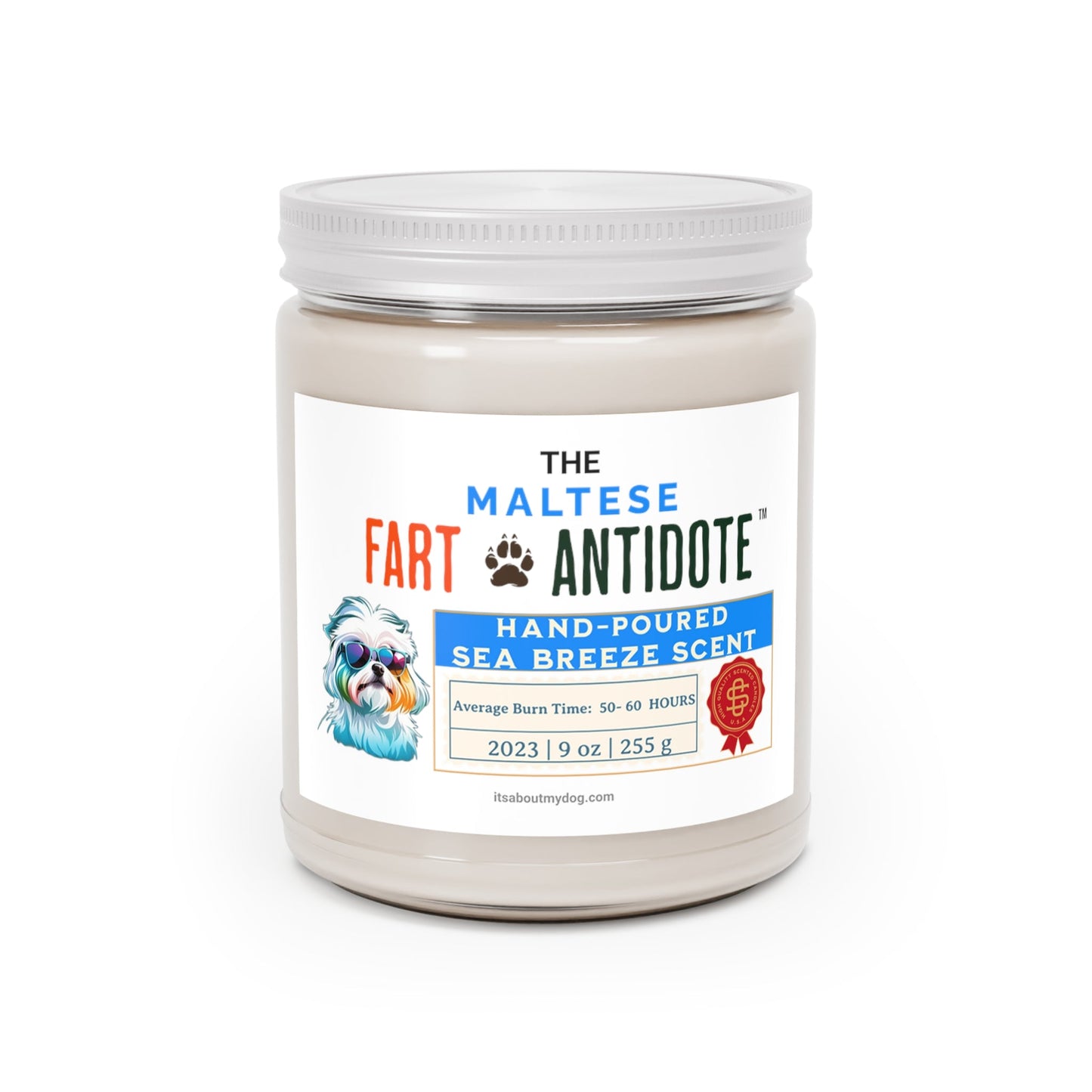 Maltese-Dog Fart Antidote-9Oz Scented Candle, Maltese Dog Gifts27.99-(FREE Delivery) Shop now at itsaboutmydog.com, Assembled in the USA, Maltese