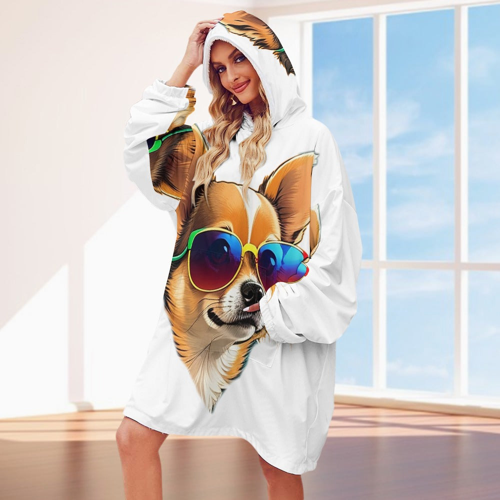 Chihuahua-Women's Adult Hooded Blanket Shirt69.99-(FREE Delivery) Shop now at itsaboutmydog.com, anime blanket hoodie, chihuahua fest, chihuahua puppies, chihuahua puppies for sale near me, dog hoodie blanket, vive chihuahua fest