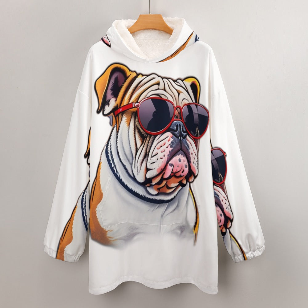 English Bulldog-Women's Adult Hooded Blanket Shirt69.99-(FREE Delivery) Shop now at itsaboutmydog.com, anime blanket hoodie, dog hoodie blanket, english bulldog puppies for sale, english bulldog puppy, english bulldog pups