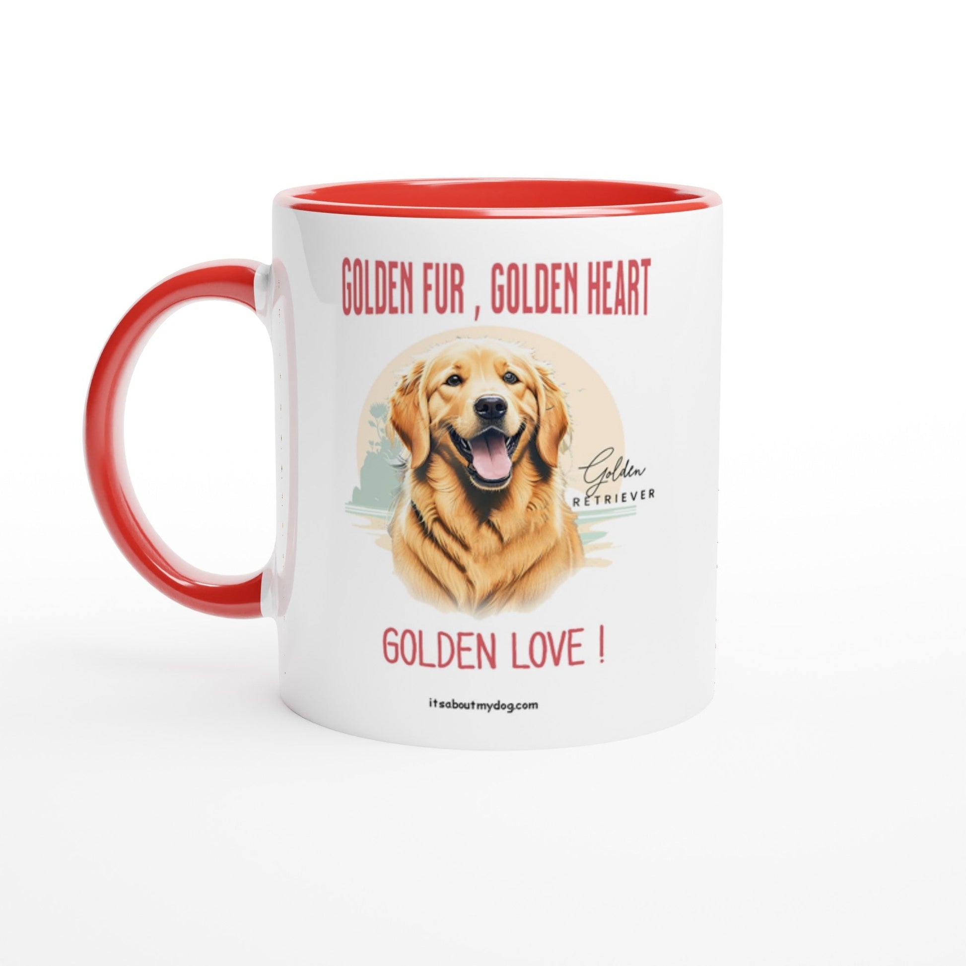 Golden Retriever-11oz Ceramic Mug with Color Inside17.99-(FREE Delivery) Shop now at itsaboutmydog.com, christmas dog mug, dog mug, dog mugs, dog mugs uk, Golden Retriever Gifts, golden retriever puppies scotland, retriever dog mug