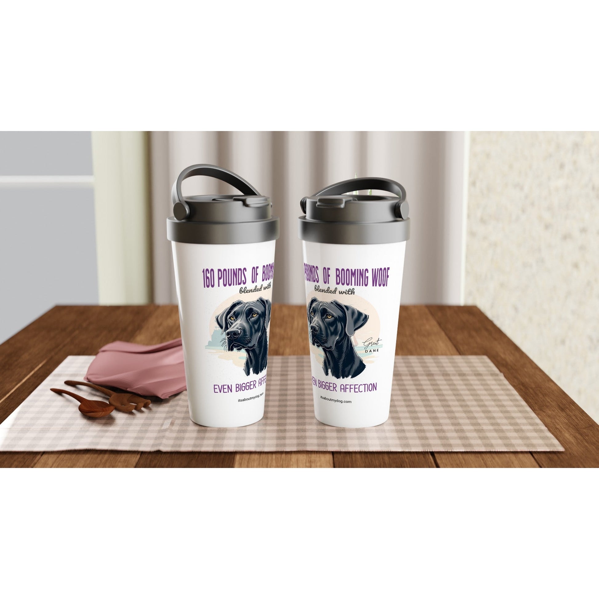 Great Dane-15oz Stainless Steel Tumbler/ Travel Mug, Great Dane Gifts29.99-(FREE Delivery) Shop now at itsaboutmydog.com, gifts for great dane lovers, gifts for great dane owners, Great Dane dad, great dane dog gift, Great Dane gifts, Great Dane Lover