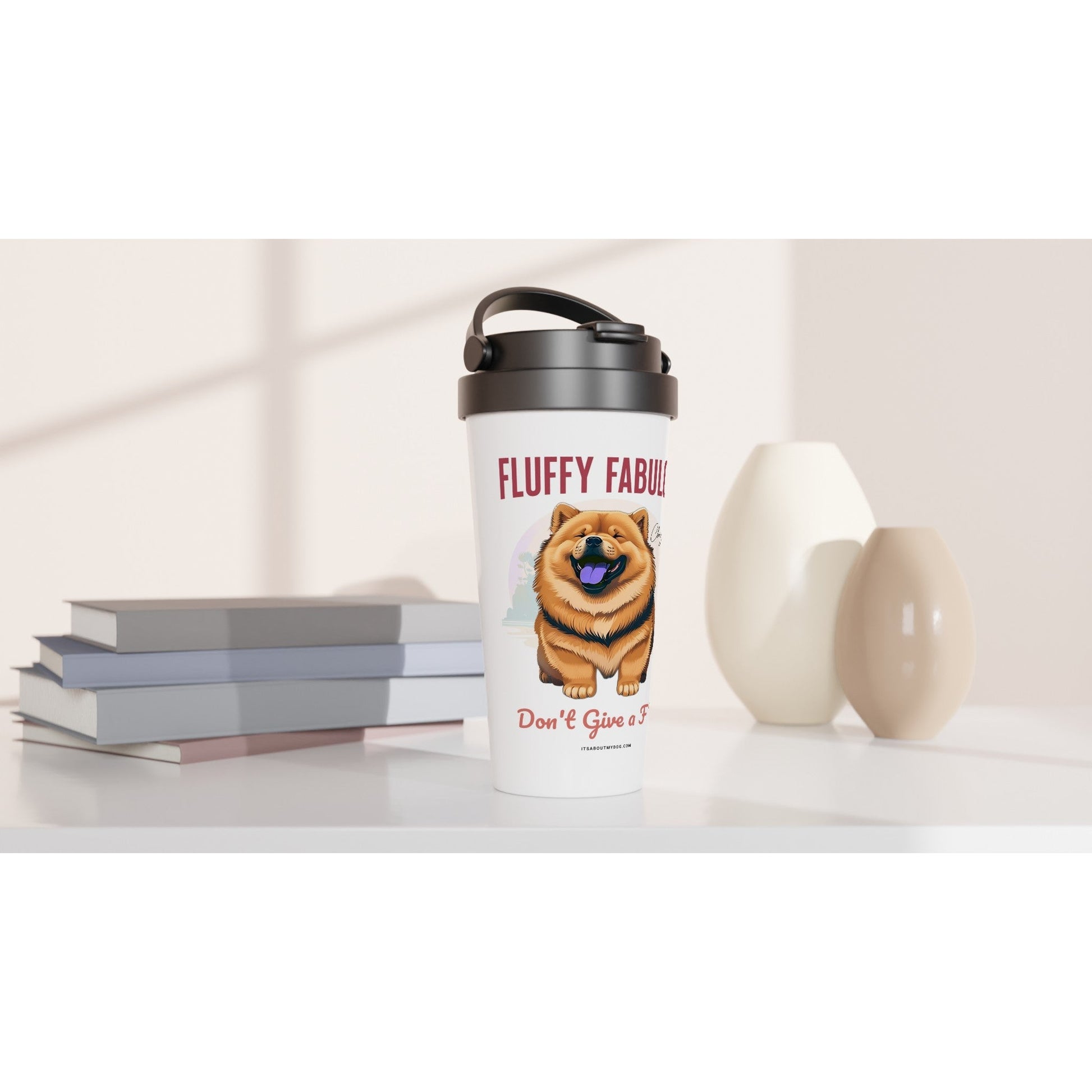 Chow Chow-15oz Stainless Steel Tumbler/Travel Mug29.99-(FREE Delivery) Shop now at itsaboutmydog.com, Chow Chow Dog Art, chow chow dog gifts, chow chow for sale, serengeti dog tumbler, Travel Mug, Travel mug for daddy, tumbler for couple