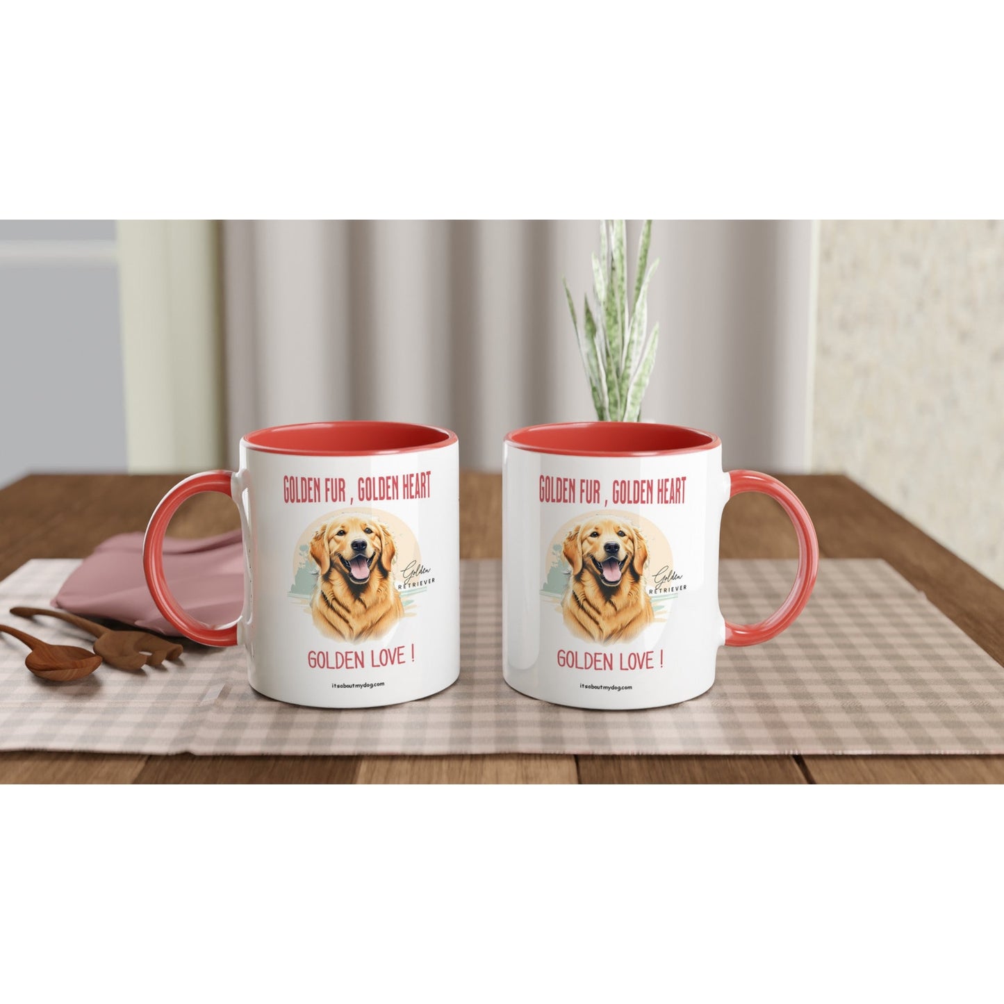 Golden Retriever-11oz Ceramic Mug with Color Inside17.99-(FREE Delivery) Shop now at itsaboutmydog.com, christmas dog mug, dog mug, dog mugs, dog mugs uk, Golden Retriever Gifts, golden retriever puppies scotland, retriever dog mug