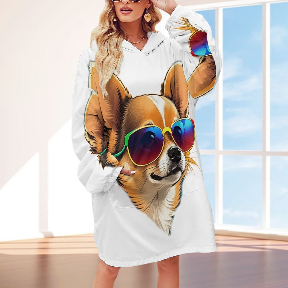 Chihuahua-Women's Adult Hooded Blanket Shirt69.99-(FREE Delivery) Shop now at itsaboutmydog.com, anime blanket hoodie, chihuahua fest, chihuahua puppies, chihuahua puppies for sale near me, dog hoodie blanket, vive chihuahua fest