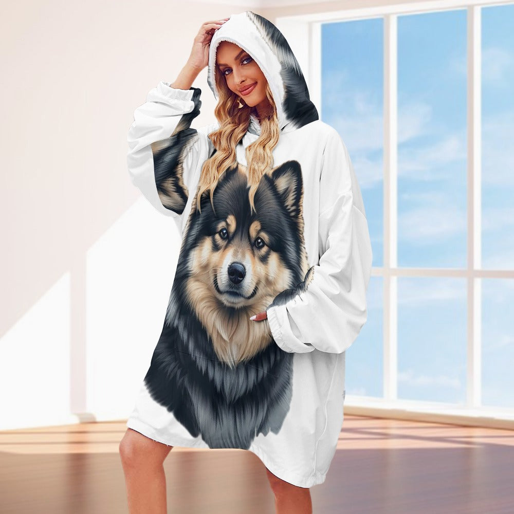 Finnish Lapphund-Women's Adult Hooded Blanket69.99-(FREE Delivery) Shop now at itsaboutmydog.com, finnischer lapphund, finnish lapphund, mom hoodies