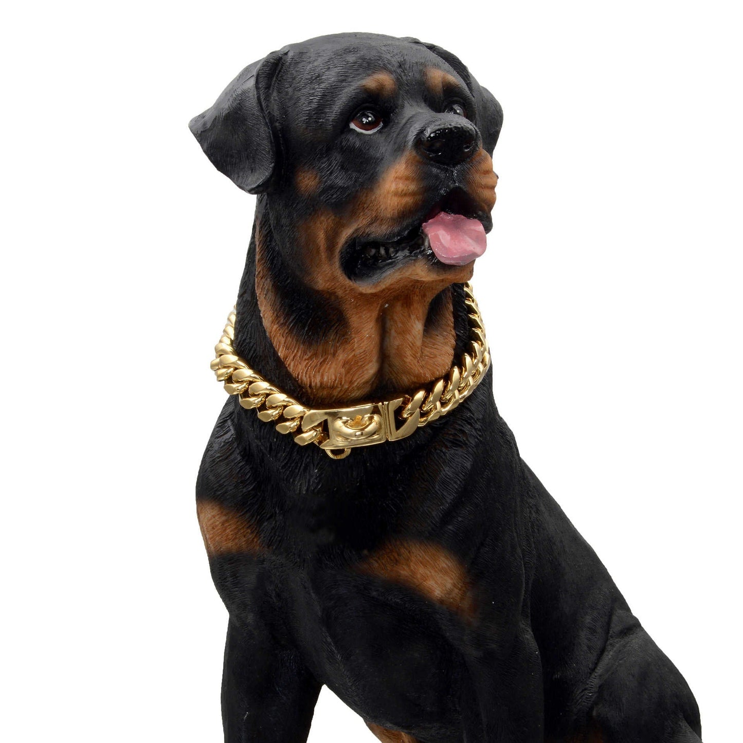 Collar de perro chapado en oro puro de 17 mm, collar de cadena de perro de oro, correa de cadena de perro, collar de metal