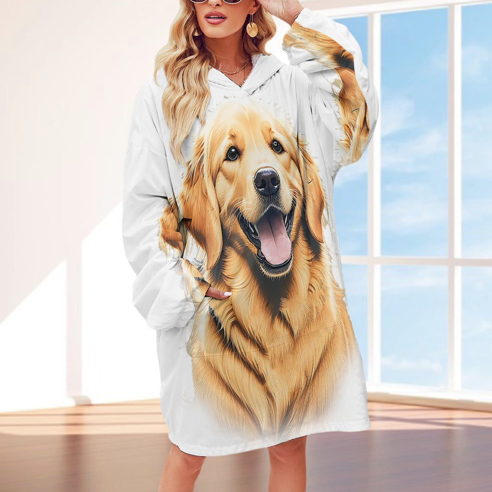 Golden Retriever Dog Mom Hoodie, Hoodie Blanket69.99-(FREE Delivery) Shop now at itsaboutmydog.com, anime blanket hoodie, dog mom hoodie, Golden Retriever Gifts, snuggie hoodie, snuggle me pillow