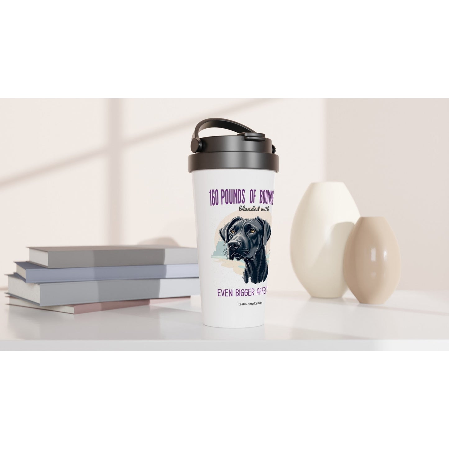 Great Dane-15oz Stainless Steel Tumbler/ Travel Mug, Great Dane Gifts29.99-(FREE Delivery) Shop now at itsaboutmydog.com, gifts for great dane lovers, gifts for great dane owners, Great Dane dad, great dane dog gift, Great Dane gifts, Great Dane Lover