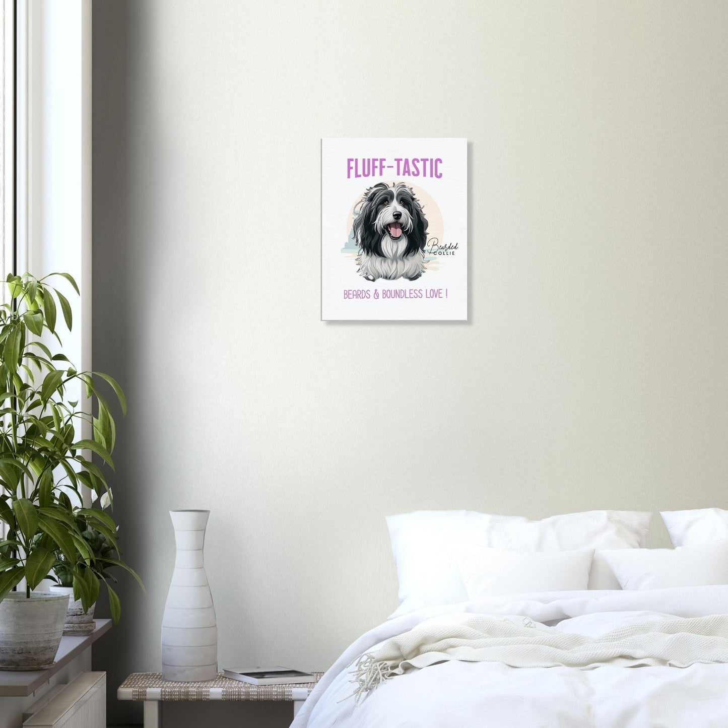 Bearded Collie Canvas Art - 16 by 20 Frame59.99-(FREE Delivery) Shop now at itsaboutmydog.com, bearded collie, Bearded Collie art, Bearded Collie lover
