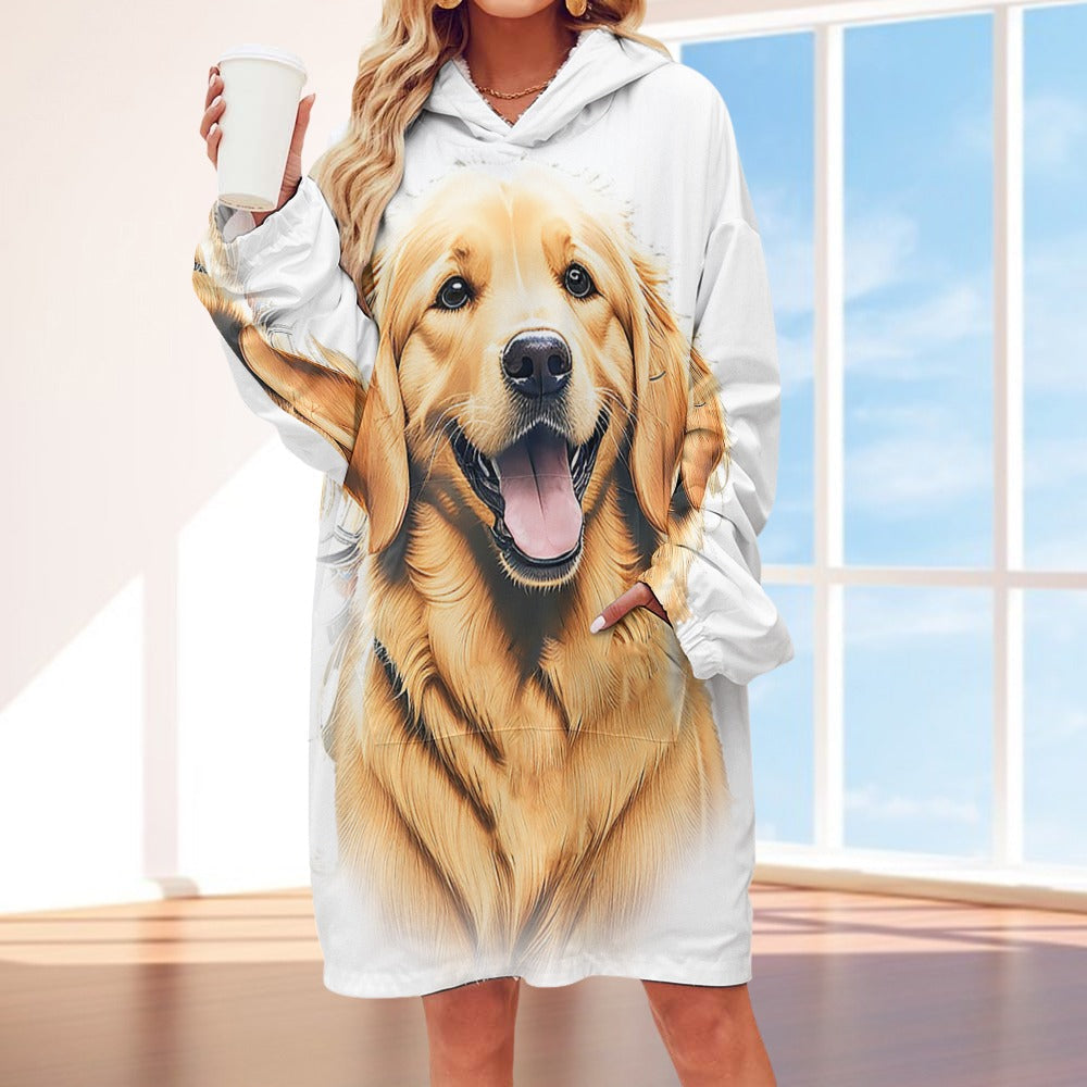Golden Retriever Dog Mom Hoodie, Hoodie Blanket69.99-(FREE Delivery) Shop now at itsaboutmydog.com, anime blanket hoodie, dog mom hoodie, Golden Retriever Gifts, snuggie hoodie, snuggle me pillow