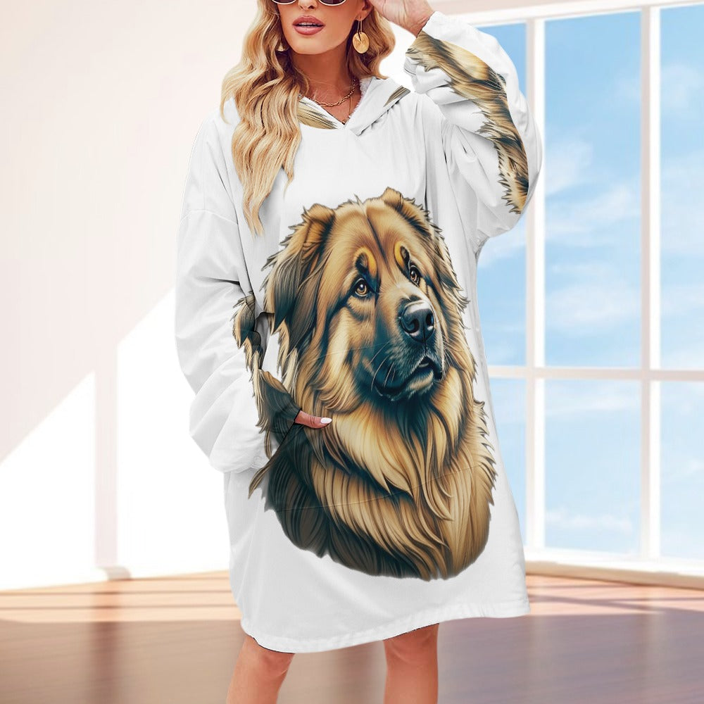 Leonberger-Women's Adult Hooded Blanket Shirt49.99-(FREE Delivery) Shop now at itsaboutmydog.com, Leonberger, leonberger gifts, leonberger puppies, leonberger puppies for sale, leonberger size comparison